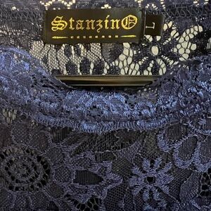 Navy Lace Midi Dress